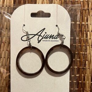 Ajuna Brown Cow Horn Hoop Earrings